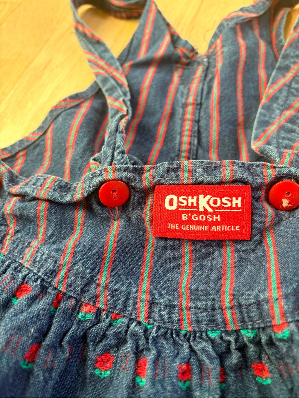 Vintage OshKosh B’Gosh Floral Corduroy Jumper Dress Size 4 Made in USA - Picture 2 of 6